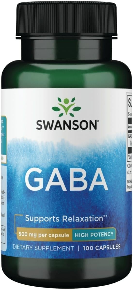 Swanson GABA Amino Acid Promoting Calm Relaxation to Support Restful Sleep 500 mg 100 caps