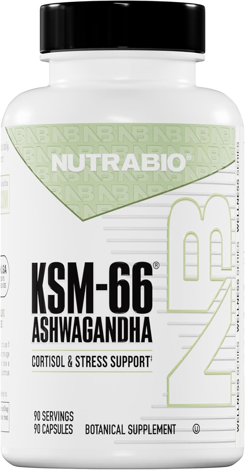 NutraBio Ashwagandha KSM66 Herbal for Stress Mood & Performance 600 MG 90 Caps