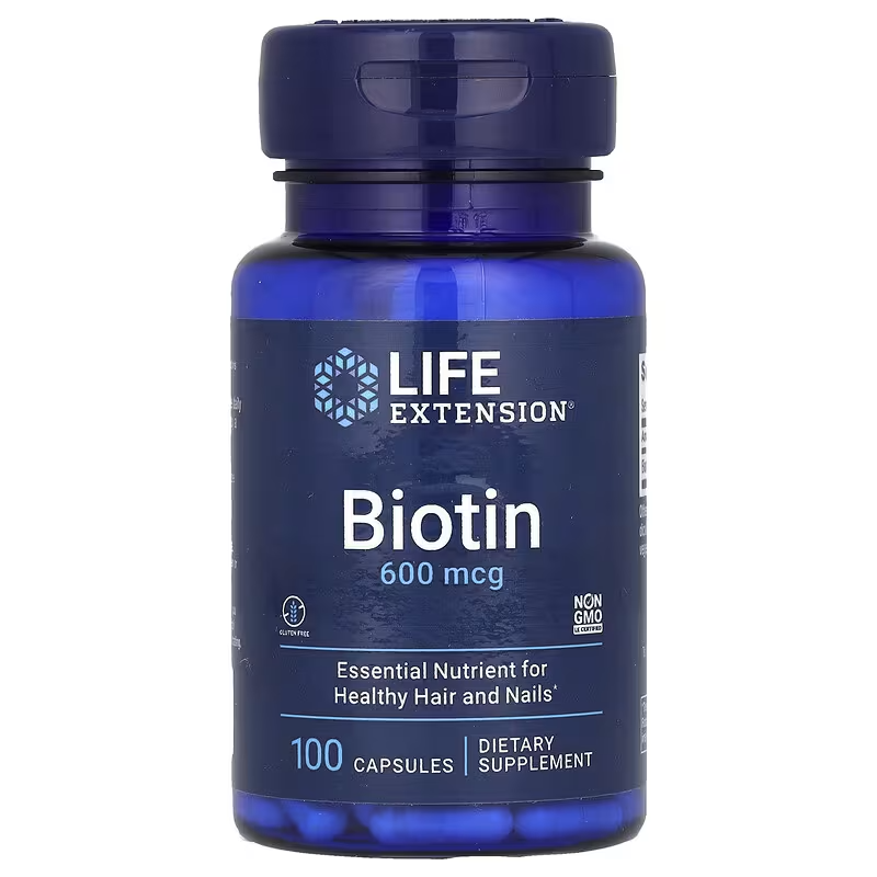 Life Extension Vitamin B7 Biotin Hair, Skin & Nails 600 mcg 100 Capsules