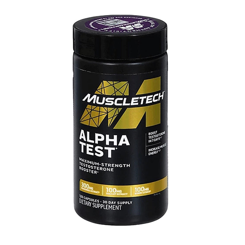 MuscleTech Alpha Test Testo booster Tribulus , Fenugreek , Shilajit 120 Capsules