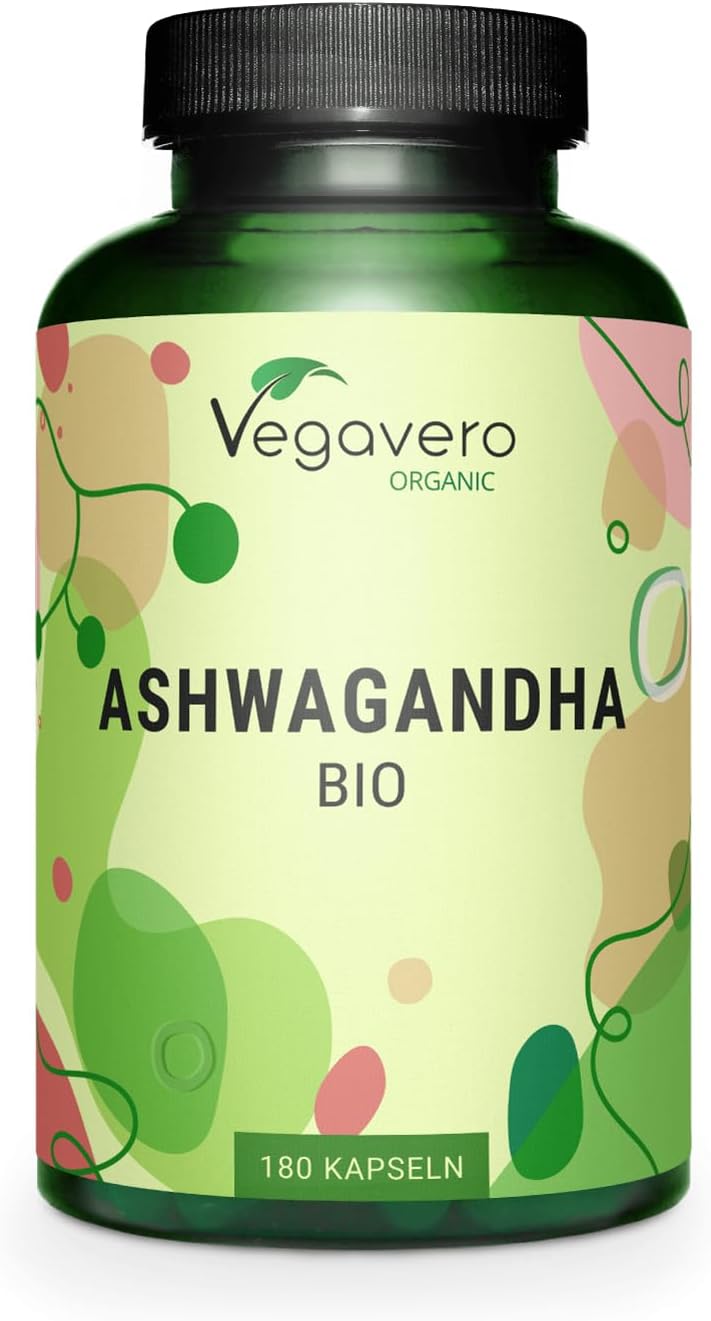 Vegavero Organic Ashwagandha Capsules | 2010 mg Root Powder | 180 Vegan Pills | Standardised 2% Withanolides | Lab-Tested | NO Additives | Vegan