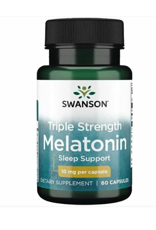 Swanson Triple Strength Melatonin - Natural Sleep Support for Disrupted Sleep Cycles - (60 Capsules, 10mg Each)