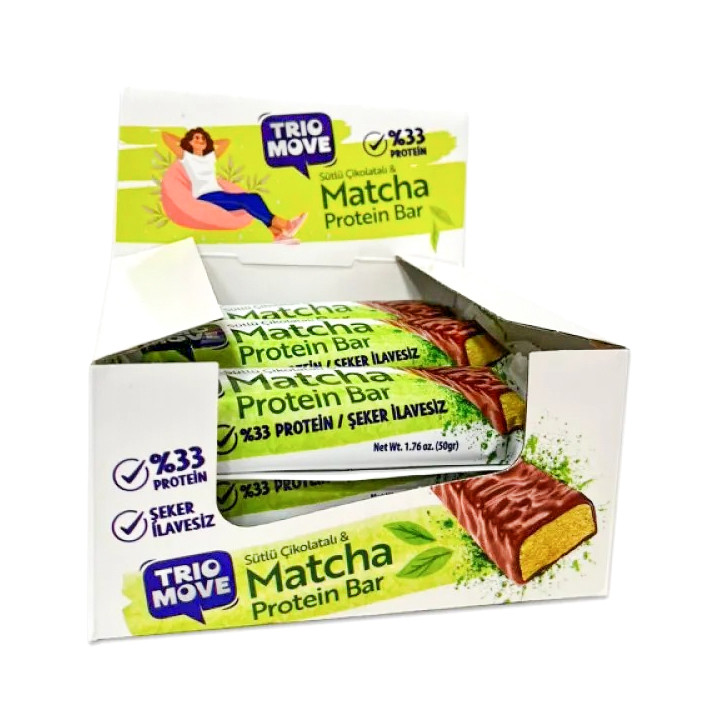 Trio Move Protein Bar 9 Adet X 50 Gr Sütlü Çikolatalı & Matcha Protein Bar