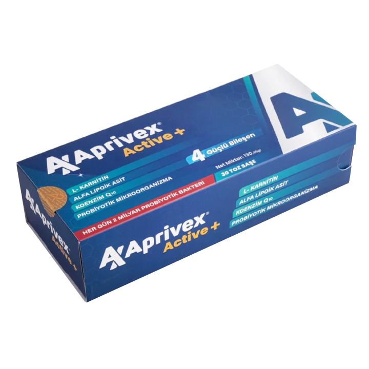 Aprivex Active + Plus (Coenzym Q10, L-Carnitine, Alfa Lipoik Asit) 30 Toz Saşe