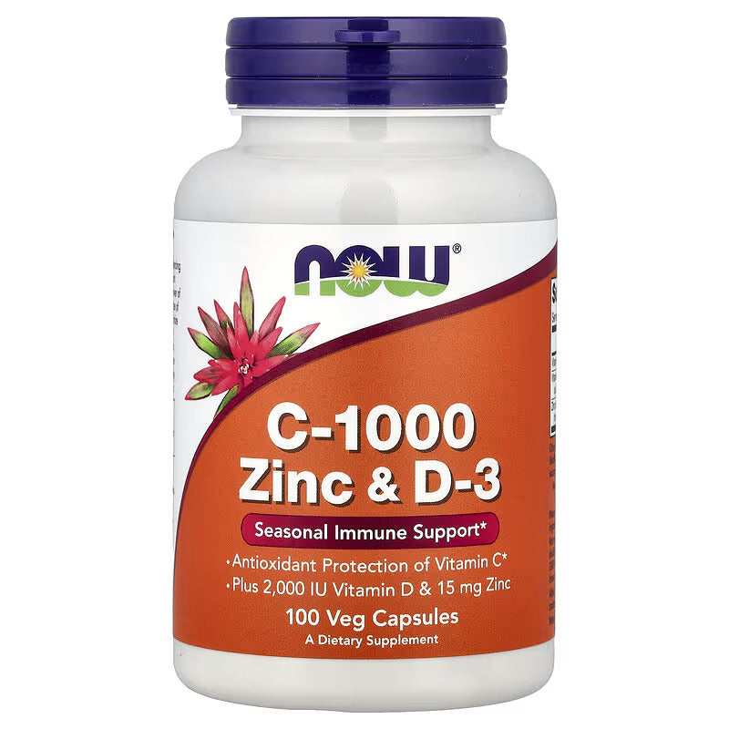 NOW Foods Vitamin C-1000 Zinc Çinko & D3 Vitamin Immune Support Antioxidant 100 Veg Caps