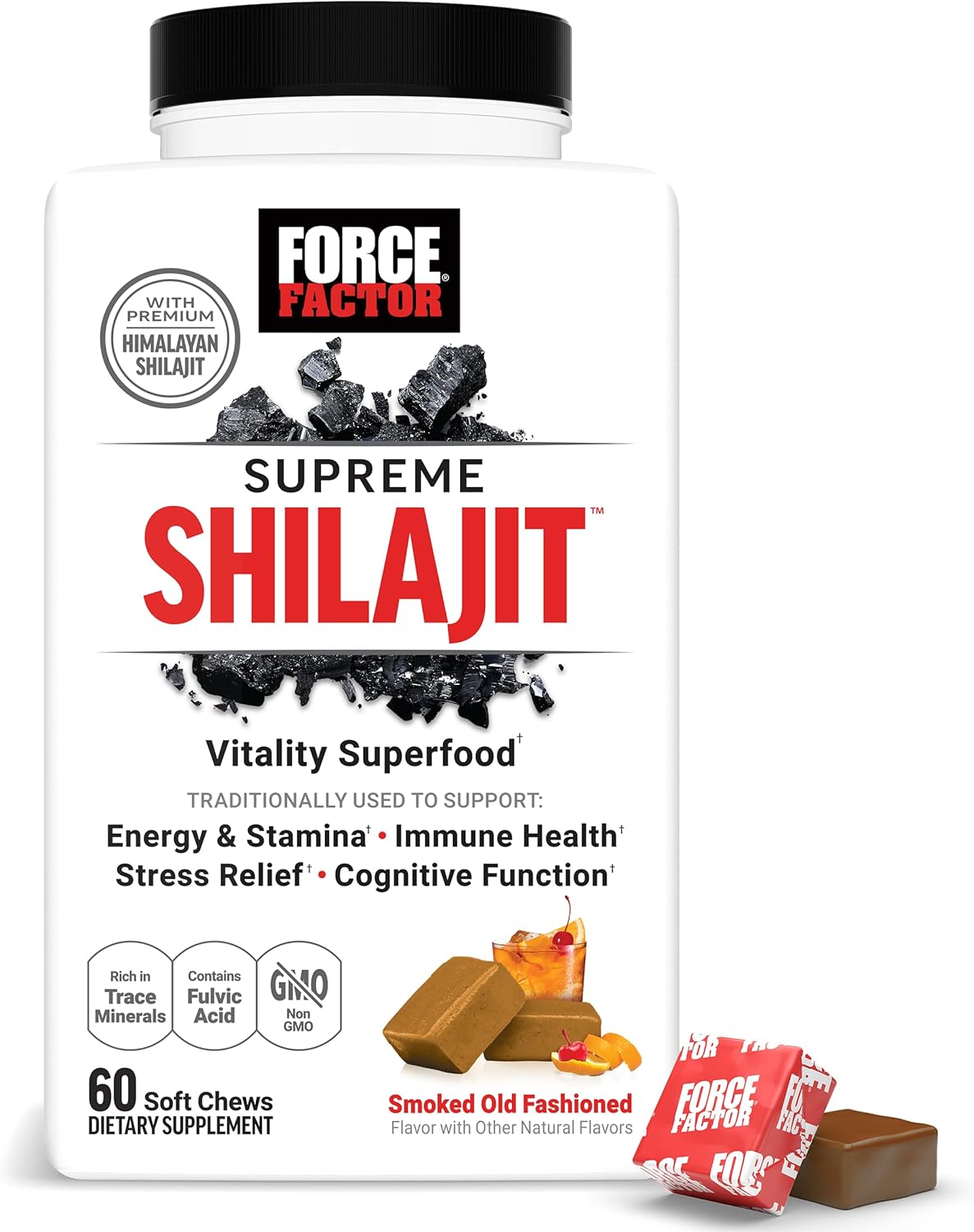 Force Factor Supreme Shilajit, Premium Himalayan Shilajit Trace Mineral Immune Health 60 Chews