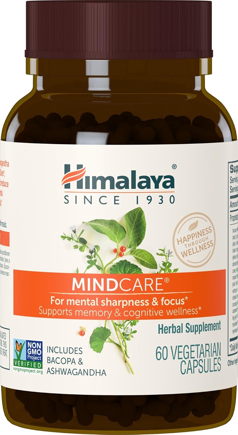 Himalaya MindCare Nootropic Herbal Brain for Memory and Focus Bacopa Ashwagandha 60 Caps
