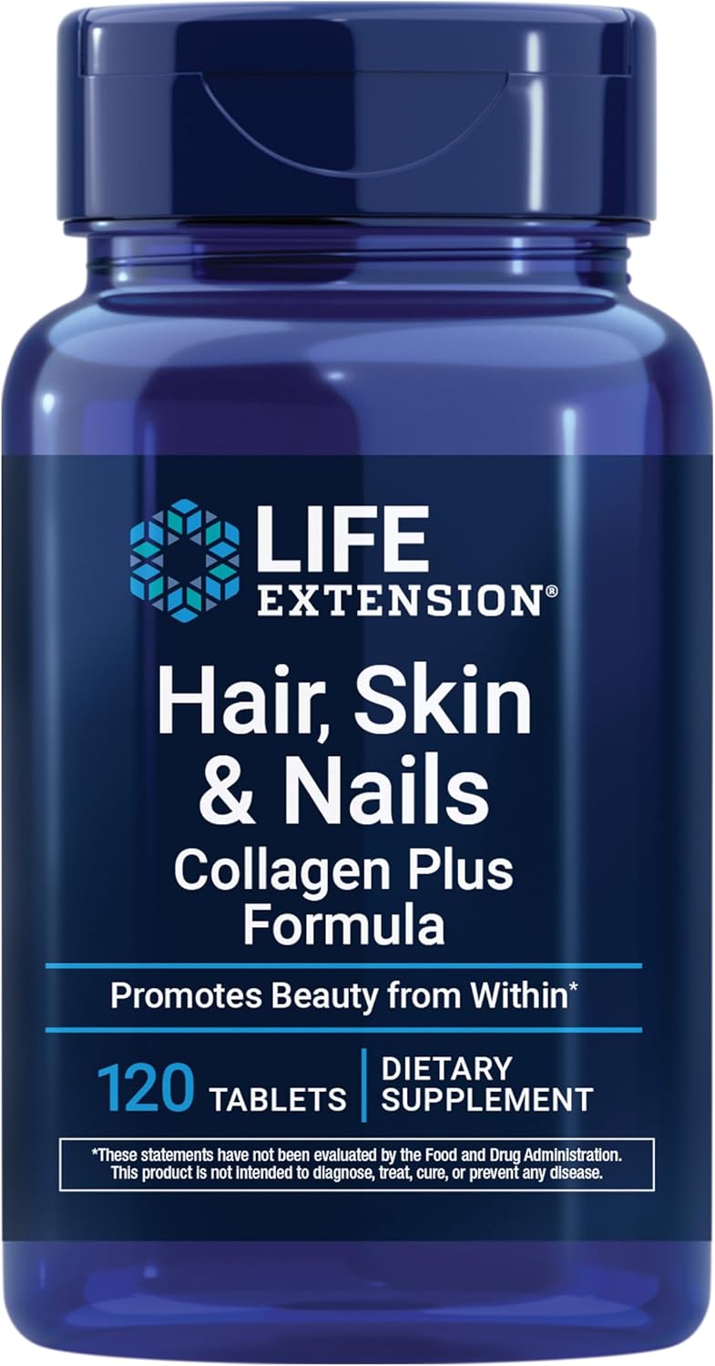 Life Extension Hair Skin & Nails Zinc Biotin Collagen Plus Formula 120 Tablets
