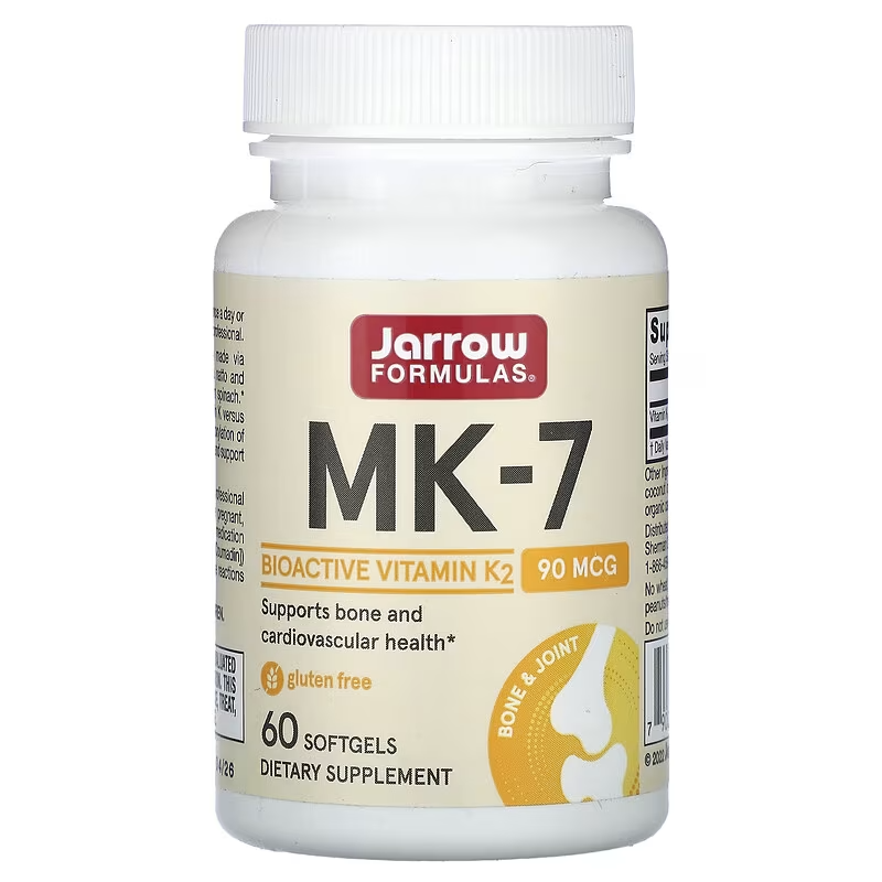 Jarrow Formulas Vitamin K2 MK7 Menaquinone Bone and Cardiovascular Health 90 mcg 60 Softgels