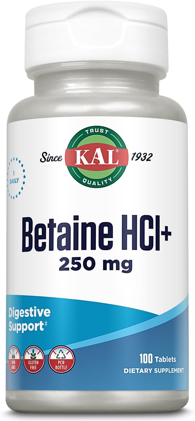 KAL Betaine HCL with Pepsin Digestive Enzymes for Gut Health 100 Tablet