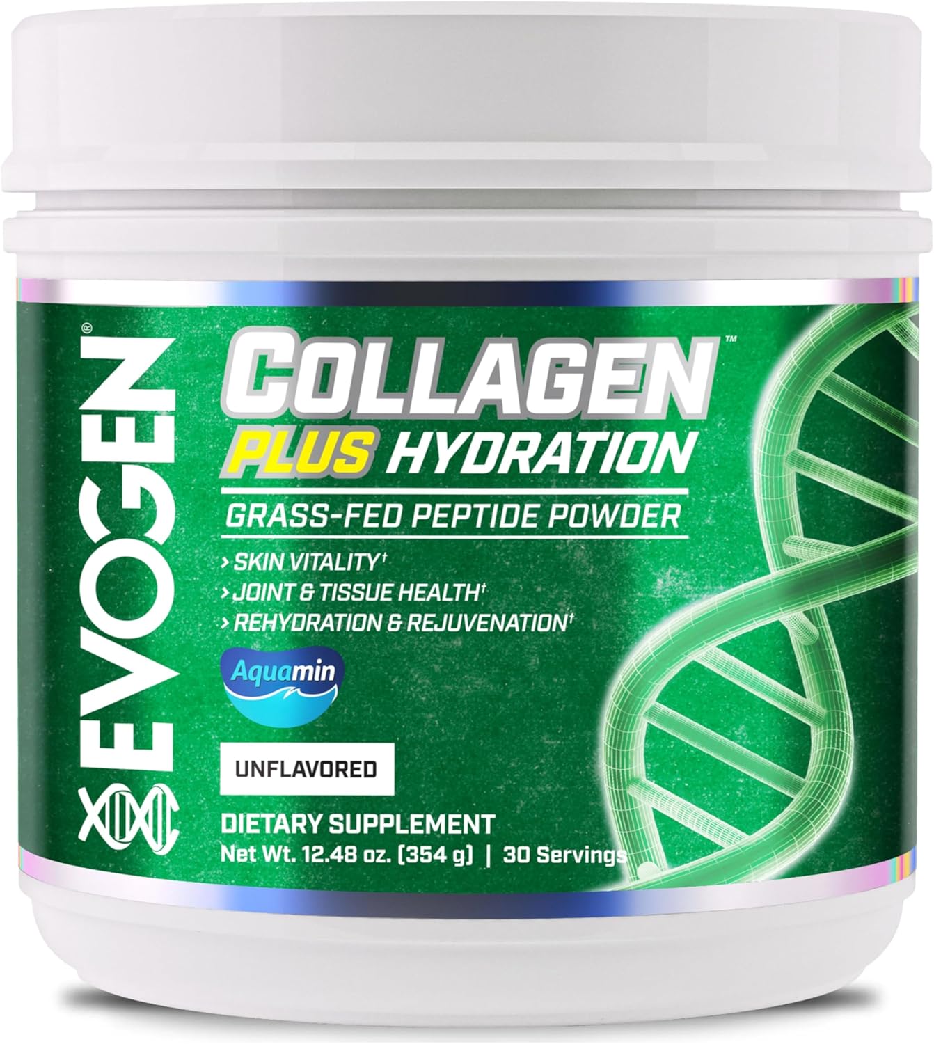 Evogen Collagen Plus Hydration Grass Fed Collagen Skin Joint & Tissue Health Unflavored