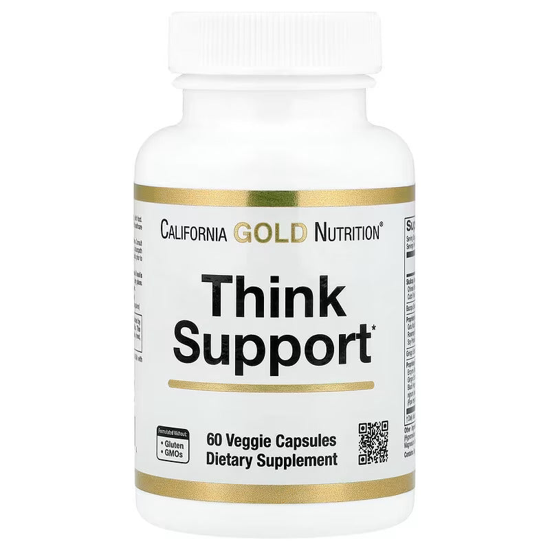 California Gold Nutrition Think Support Ginkgo Biloba Gotu Kola Bacopa Super Enzymes Focus & Memory 60 Veggie Capsules