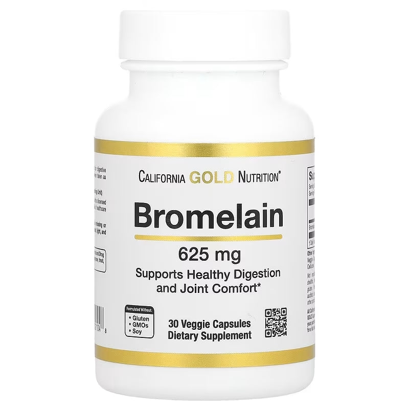 California Gold Nutrition Bromelain 625 mg 30 Veggie Capsules
