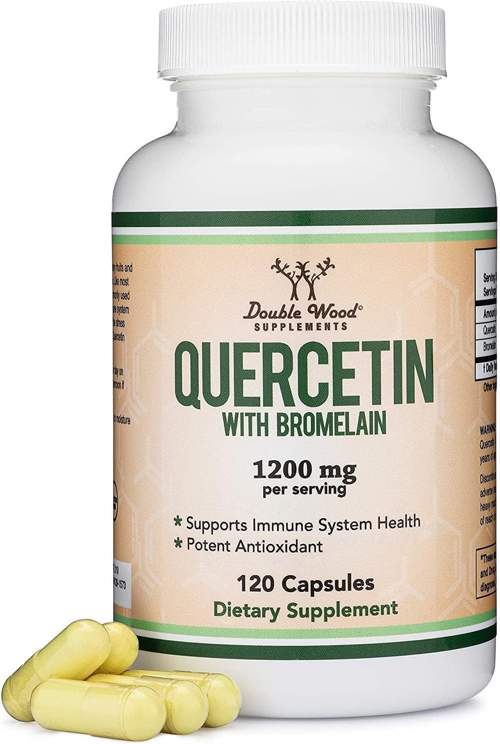 Double Wood Quercetin with Bromelain 1,200mg Immune Health Men and Women 120 Caps
