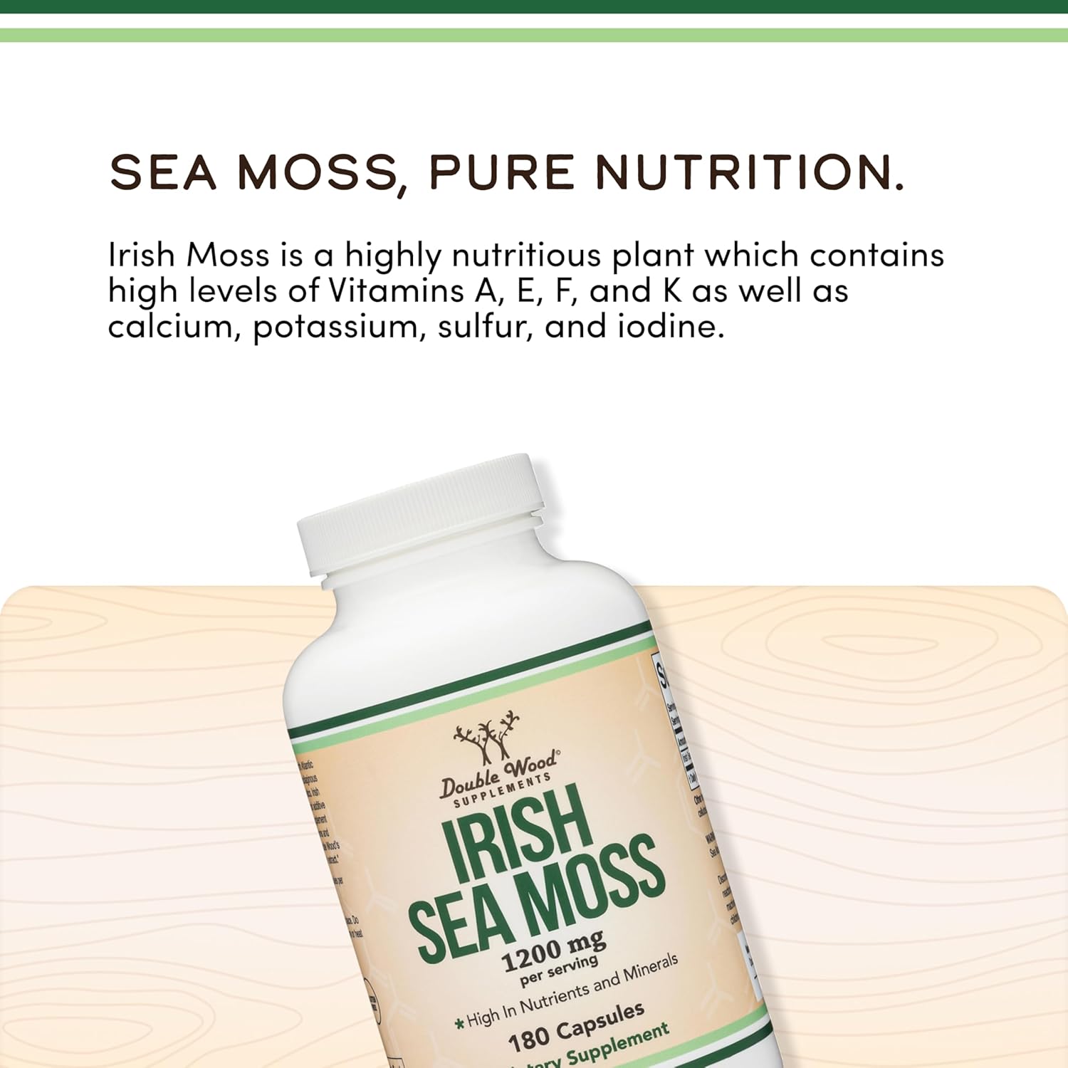 Double Wood Irish Sea Moss High in Minerals 180 Caps
