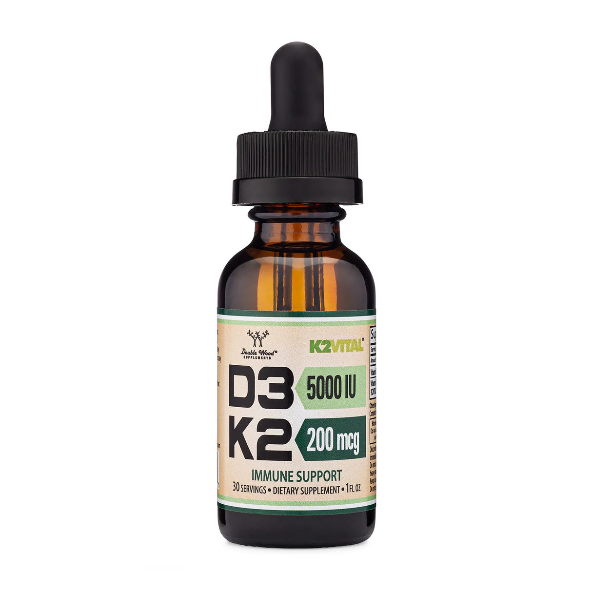 Double Wood Vitamin D3 K2 MK-7 Immune Support 5,000 IU Liquid Drops