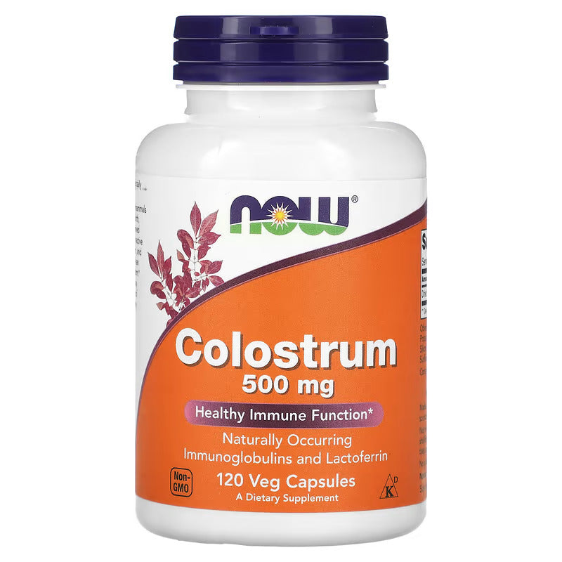 NOW Foods Colostrum Immunoglobulins and Lactoferrin Healthy Immune 500 mg 120 Veg Caps