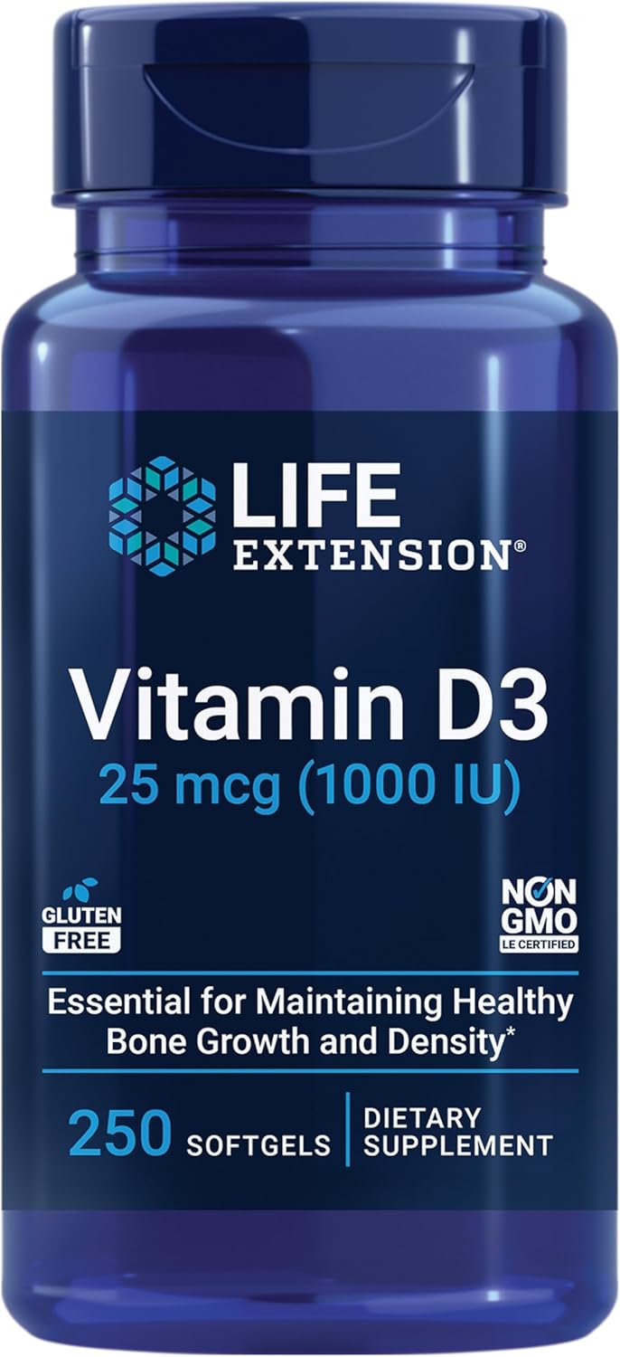 Life Extension Vitamin D3 1000 IU Immune System Support Bone Health 250 Softgels