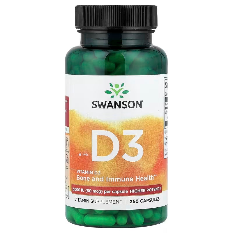 Swanson Vitamin D3 Higher Potency 50 mcg 2,000 IU 250 Caps