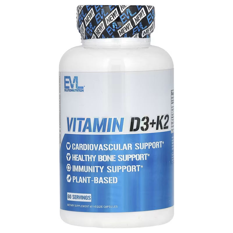 EVLution Nutrition Vitamin D3+K2 5000 IU 60 Veggie Caps