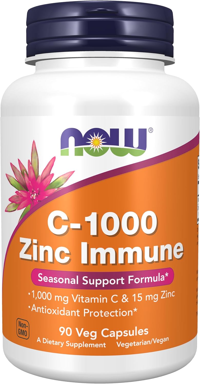 NOW Foods Supplements C-1000 Vitamin & Zinc Immune Support Antioxidant Protection 90 Veg Caps