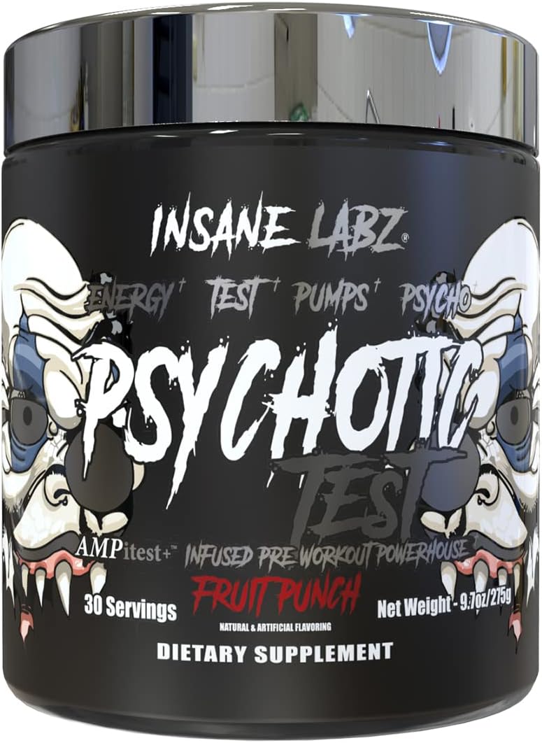 Insane Labz Psychotic Test, High Stim Testosterone Energy & Pump Boosting Pre-Workout Powder