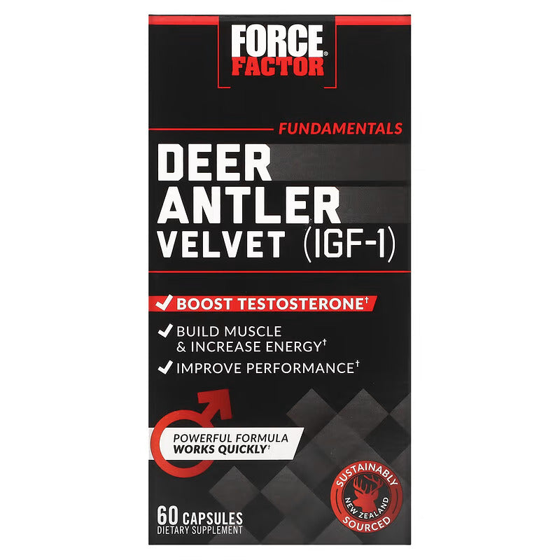 Force Factor, Deer Antler Velvet Testo (IGF-1), 60 Capsules