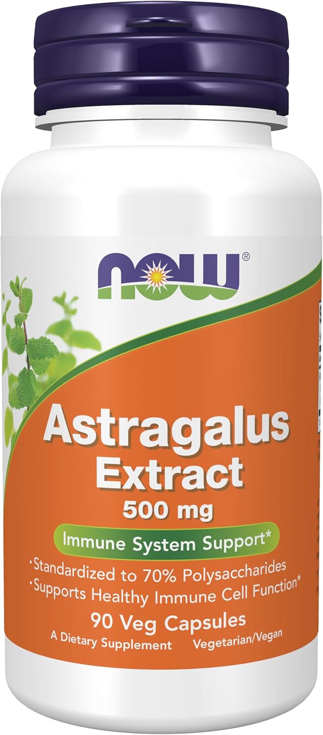 NOW Foods Immune Support Supplements, Astragalus Extract 500 mg 90 Veg Capsules