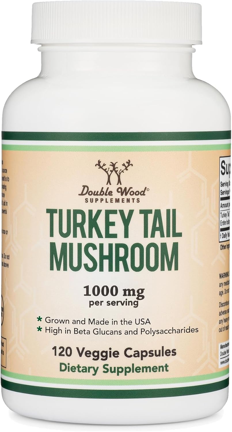 Double Wood Turkey Tail Mushroom (Coriolus Versicolor) Comprehensive Immune System Support 120 Caps