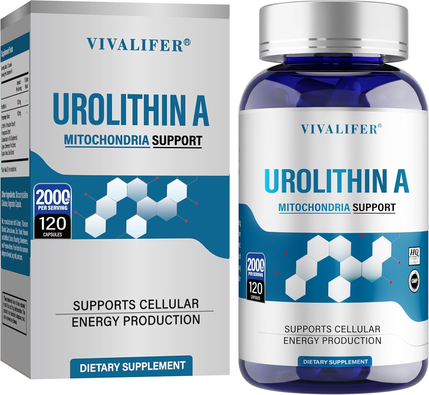 VIVALIFER Urolithin A 2000 MG Antioxidant Promoting Healthy Aging  Mitochondrial Health Repair 120