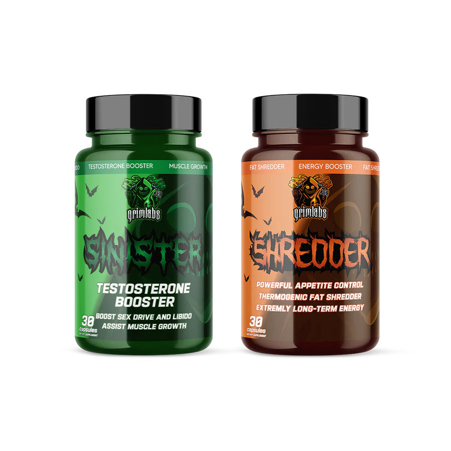 GRIMLABS FAT BURN STARTER PACK - SINISTER TESTO BOOSTER & SHREDDER FAT BURNER 30 MİX CAPS