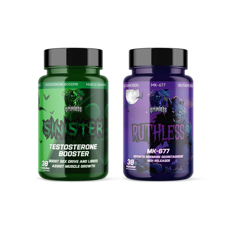 GRIMLABS BULK BOOST STARTER PACK - MK677 RUTHLESS & SINISTER TESTO BOOSTER 30 CAPS