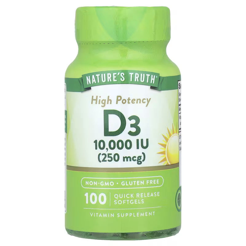 Natures Truth, Vitamin D3 High Potency, 250 mcg (10,000 IU), 100 Quick Release Softgels