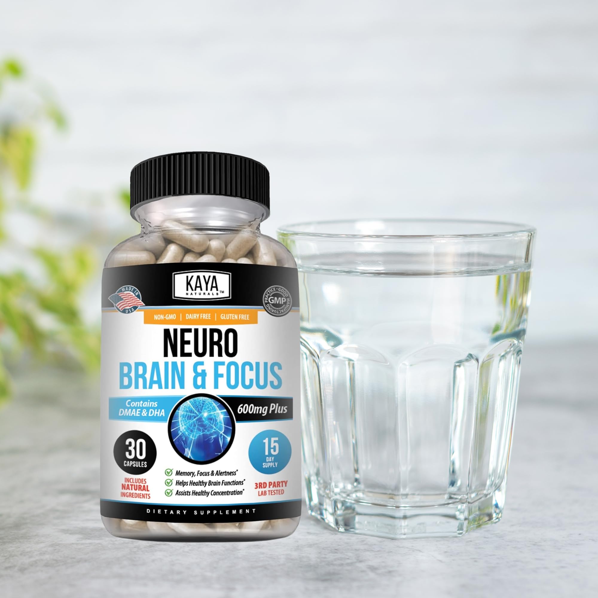 Kaya Naturals Neuro Optimizer Focus - Nootropic Energy Capsule (Dmae+Folate+molybdenum+İron+Biotin)