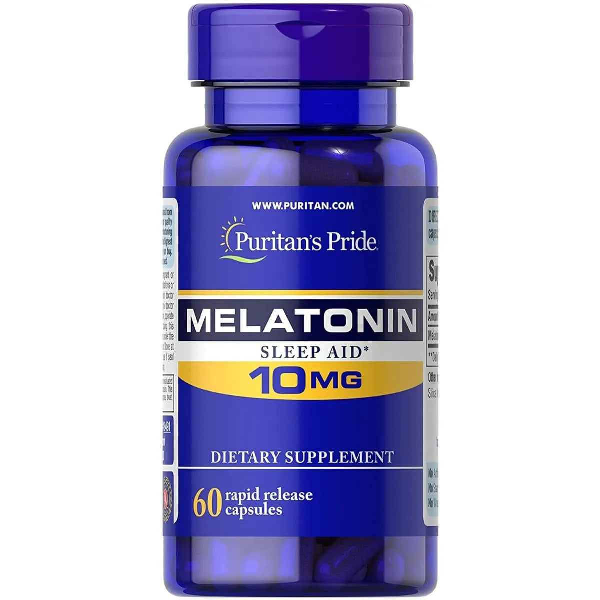 Puritan's Pride Premium Super Strength Melatonin 10mg Sleep Aid, Dietary Supplement for Sound, Restful, and Longer Sleep Support 60 Rapid Release Caps