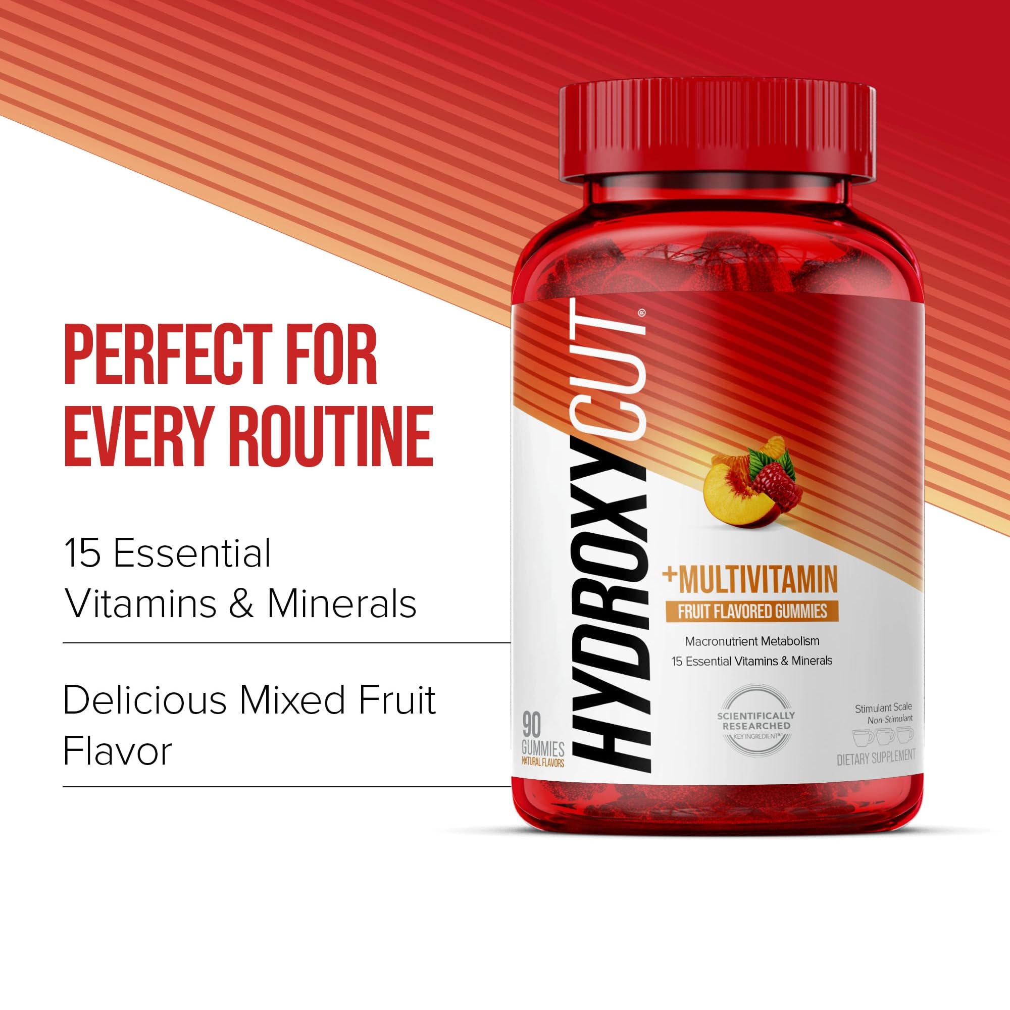MUSCLETECH Hydroxycut Weight Loss Vitamin Gummies - 99% Caffeine Free 90 Gummies