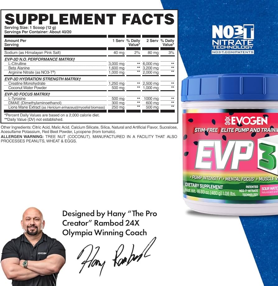 Evogen EVP-3D Non-Stim PreWorkout 40 servis