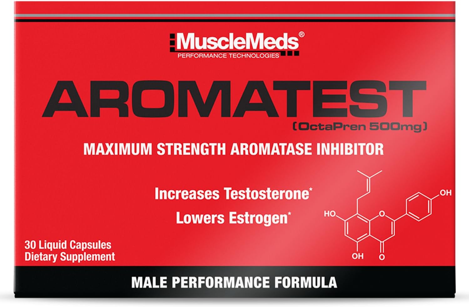 MuscleMeds AROMATEST Testosterone Booster & Aromatase Inhibitor, Lowers Estrogen, Supports Muscle Building & Strength, Anti-Aging Hormone Replacement for Men, 30 Liquid caps
